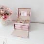 Elegant och rymlig smyckesbox med 20 fack och nyckellås – Rosa