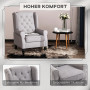 Relax Fåtölj Knappstoppad Retro Grå 74 x 86 x 102 cm