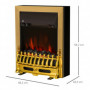 Elektrisk Kamin Flameffekt 1000/2000W 48,2 x 18,5 x 59,2 cm Guld