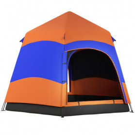 Pop-Up Tält Dubbelväggstält 4-6 Personer 275 x 275 x 170 cm Orange Blå