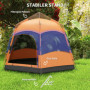 Pop-Up Tält Dubbelväggstält 4-6 Personer 275 x 275 x 170 cm Orange Blå