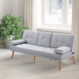 3-sits Bäddsoffa Fällbart Ryggstöd med Fällbord Linnemönstrad Ljusgrå