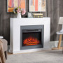 Eelektrisk Kamin med Vit Träram, Flamma Effekt 1800/2000W 113 x 26,6 x 87,5 cm Vit