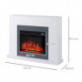 Eelektrisk Kamin med Vit Träram, Flamma Effekt 1800/2000W 113 x 26,6 x 87,5 cm Vit