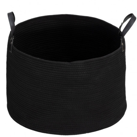Tvättpåse 88 L Bomull, handtag i konstläder, Ø56 x 35,5H cm, Svart