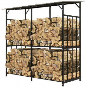 Vedställ 2-vånings Galvaniserat Metallram 186 x 75 x 185 cm Svart