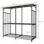 Vedställ 2-vånings Galvaniserat Metallram 186 x 75 x 185 cm Svart
