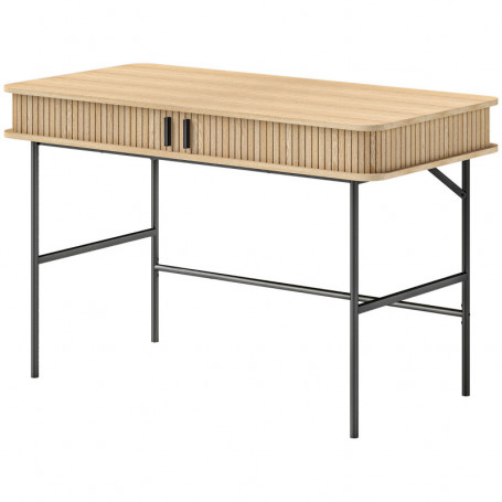 Skrivbord Phoenix Retrostil, Förvaringsfack, Stålben, 120 x 60 x 76,5 cm, ek svart