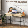 Skrivbord Phoenix Retrostil, Förvaringsfack, Stålben, 120 x 60 x 76,5 cm, ek svart