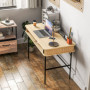 Skrivbord Phoenix Retrostil, Förvaringsfack, Stålben, 120 x 60 x 76,5 cm, ek svart