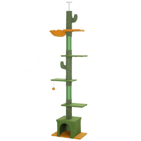 Hög Klösträd 230-275 cm Takfäste kaktus Form med Hängmatta Grön