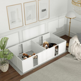 Hundlåda Delbar i 2 Rum 196 x 96 x 48 cm, vit