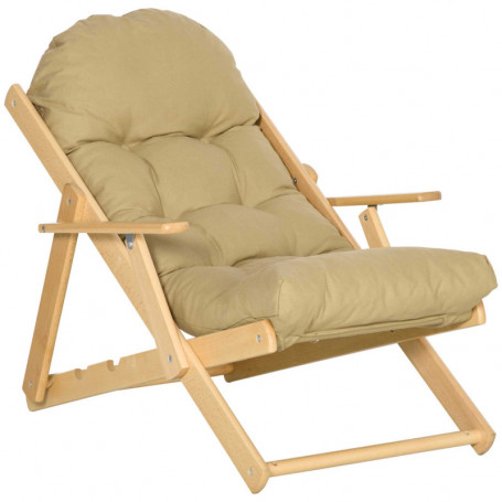 Relax Fåtölj Justerbar Ryggstöd Träram Brun