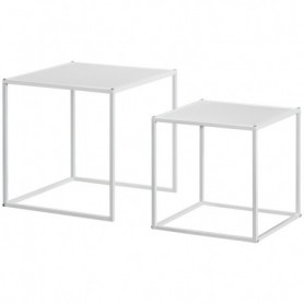 Soffbord Set om 2 Modern Design Vit 40 x 40 x 40 cm