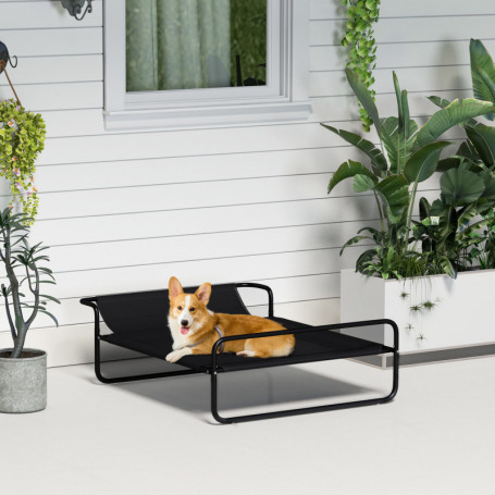 Hundsäng, Upphöjd Design, Meshöverdrag, Stålram, 29 x 91 x 69 cm, Svart