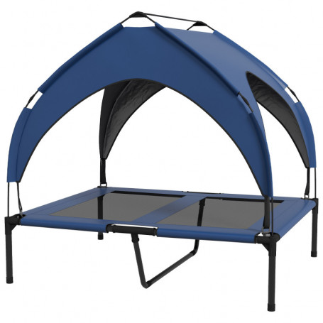 Utomhus Hundsäng Upphöjd Ram med Tak 30 kg, 91 x 76 x 89 cm, Mörkblå