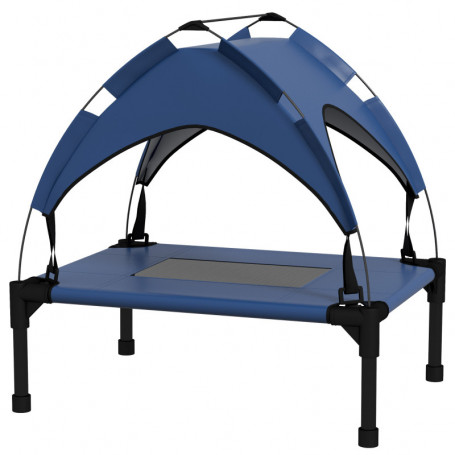 Utomhus Hundsäng Upphöjd Ram med Tak 30 kg, 61 x 46 x 63 cm, Mörkblå