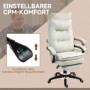 Ergonomisk Kontorsstol med Massagefunktion, Fotstöd Krämvit Linne