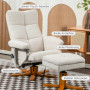 Avslappningsfåtölj med Massage och Fotpall 145° Lutning Krämvit Lin...