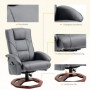 Massagefåtölj med Fotpall Roterande Mörkgrå Läder, Träbas