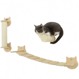 Katt Klättervägg Klöspelare 3 Delar i Trä