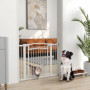 Hundgrind Justerbar Bredd 76–104 cm med Kattdörr Vit