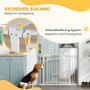Hundgrind Justerbar Bredd 76–104 cm med Kattdörr Vit