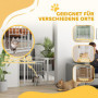 Hundgrind Justerbar Bredd 76–104 cm med Kattdörr Vit