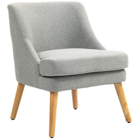 Fåtölj Modern Design Ljusgrå med Ek Ben