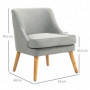 Fåtölj Modern Design Ljusgrå med Ek Ben