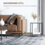 Sidobord Svart Härdat Glas 2 Nivåer Klassisk Design Metallram