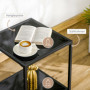 Sidobord Svart Härdat Glas 2 Nivåer Klassisk Design Metallram