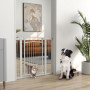 Hundgrind Justerbar Bredd 76–104 cm med Kattdörr Vit