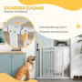 Hundgrind Justerbar Bredd 76–104 cm med Kattdörr Vit