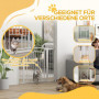 Hundgrind Justerbar Bredd 76–104 cm med Kattdörr Vit