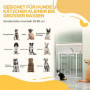 Hundgrind Justerbar Bredd 76–104 cm med Kattdörr Vit
