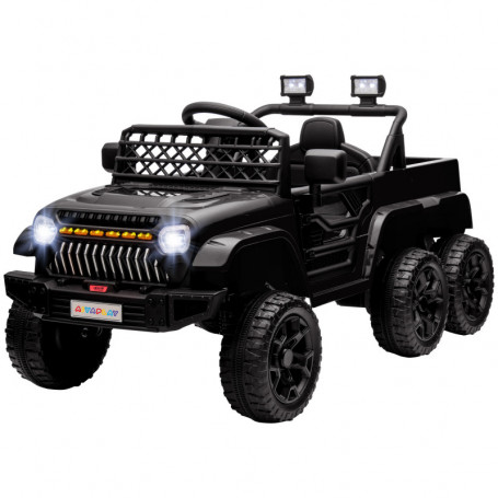 4x4 Elbil för barn 3-8 år med 6-hjul, Flakyta Förvaring, Svart