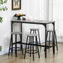 Barbord set med 4 Barstolar Svart Grå Industriell Design