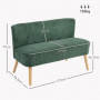 Loungesoffa 2-sits Elegant Scandi-design Manchester Grön 117 x 56,5...