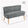 Loungesoffa 2-sits Elegant Scandi-design 117 x 56,5 x 77 cm, Grå