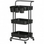 Rullvagn med 3 Våning, 3 Förvaringskorgar och 4 Krokar Svart 42 x 3...