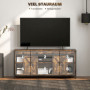 Tv Bänk Rustik Design, för 60'' TV, 6 Fack, 2 Skjutdörrar, Vintage brun/svart