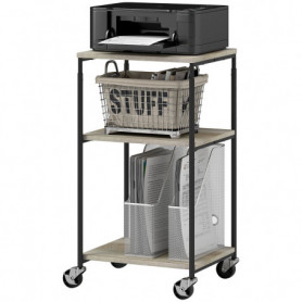 Skrivarställ med 3 Nivåer på Hjul - Greige Svart