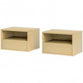 2-pack Sängbord Väggmonterad Ek 45 x 35 x 27,5 cm