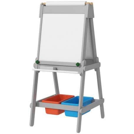 Dubbelsidig Whiteboard / Griffeltavla med Pappersrulle och 2 Förvaringskorgar