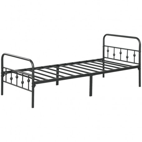 Enkelsäng Ram i Metall Till Madrass 90 x 200 cm Enkel Montering Svart
