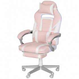 Gamingstol med Fotstöd, Svankkudde Rosa