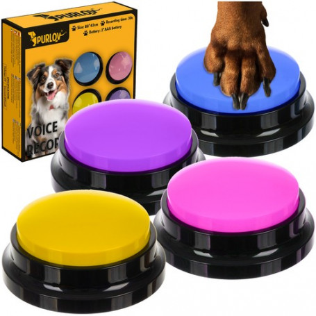 Ljudtalande hundknappar för lärande Rolig inspelningsträning x4
