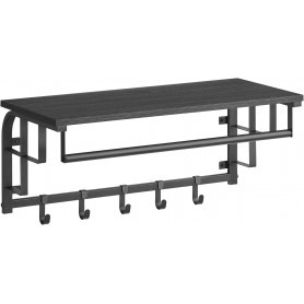 Hatthylla med klädhängare och Stång Industriell Svart 66 x 30 x 27 cm