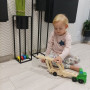 Vikbara dragbilar i trä + 4 bilar leksaksbilar
